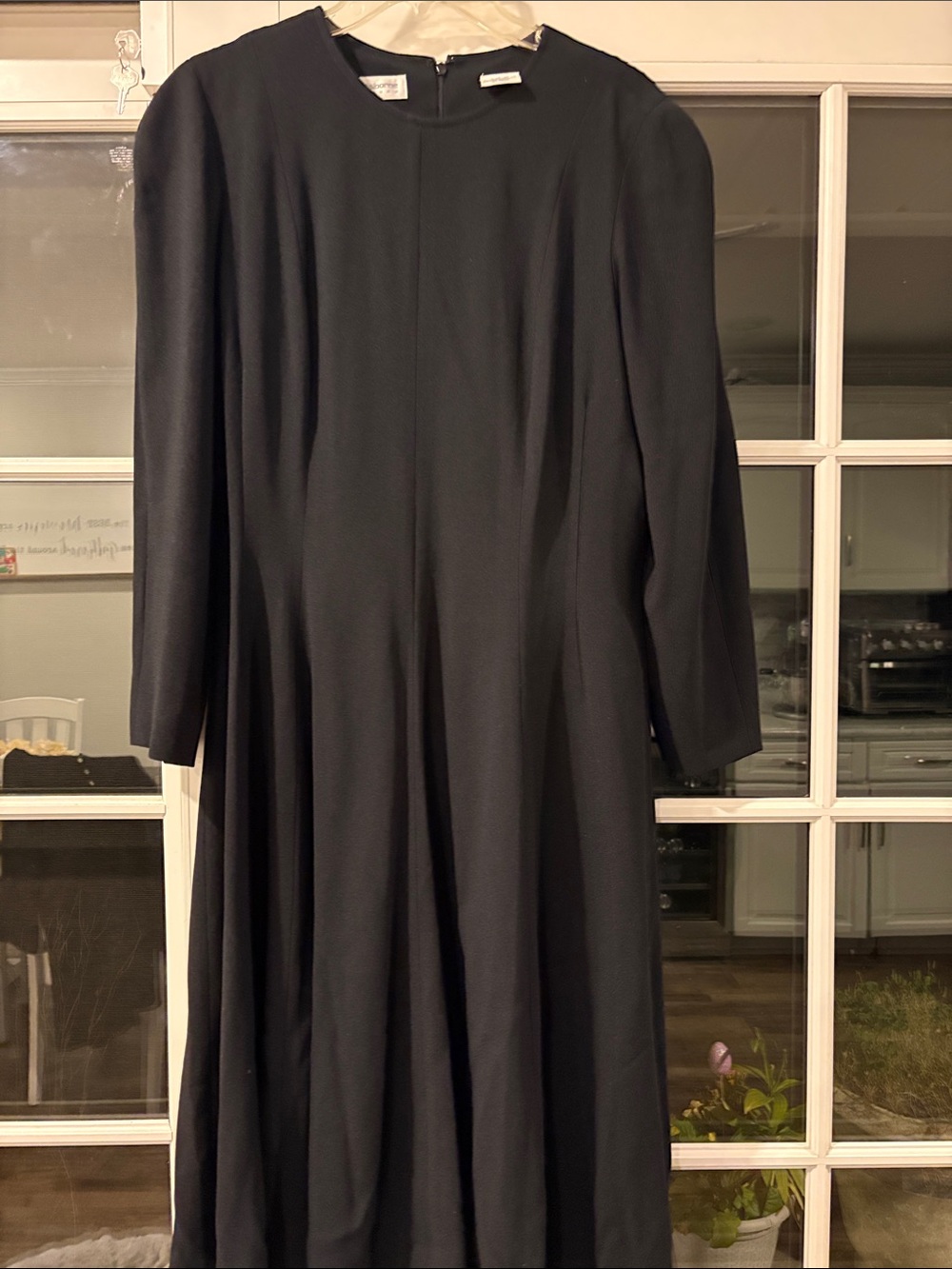 Liz Claiborne Black Crewneck Midi Dress with Back Zipper